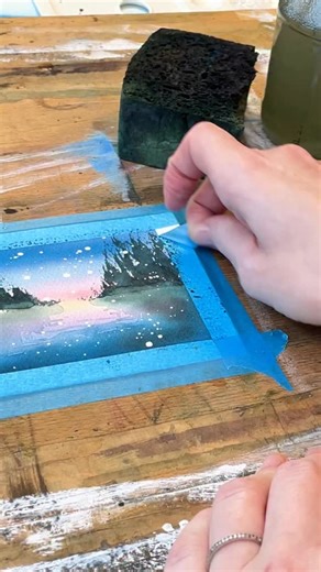 Åsa Sjölander | Watercolor painting on Instagram: "❄️Watercolor winter landscape painting idea for beginners. We will paint a small winter landscape with snow using masking fluid. Full tutorial: https://youtu.be/47H6-NRDEdU You need: 🫟 Watercolor paper, I use Saunders Waterford high white cold pressed 425gr 🫟 A wide brush and a round brush (nothing fancy). My round brush is from Winsor & Newton. 🫟 Spray bottle 🫟 Masking fluid, I use one from Winsor & Newton 🫟 Watercolor paints, one of the