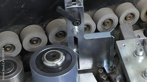 Mechanisms and details of machine wood CNC. Modern technologies of woodworking industry on professional equipment. Industrial furniture production.