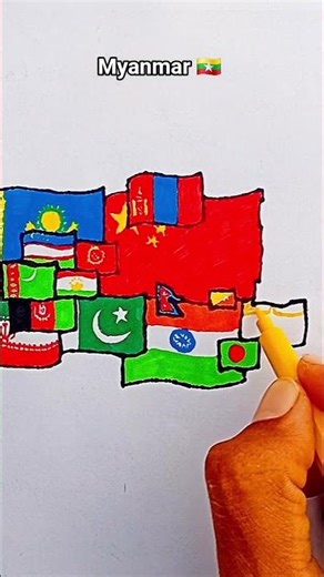 Draw Flag Map of Myanmar 🇲🇲 #myanmar #flag