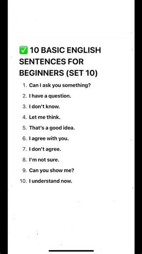 ✅ 10 BASIC ENGLISH SENTENCES FOR BEGINNERS