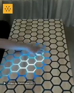 A coffee table with printed cast-in hexagon panels that can be individually illuminated. Video Credit: Rainmaker1973 | Wevolver.com