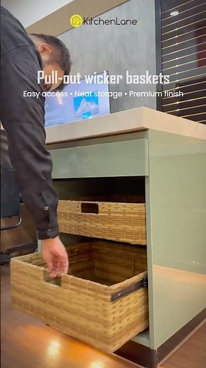 Smart Kitchen Storage Solution | Pull-Out Wicker Baskets in Modular Kitchen | Andheri Showroom