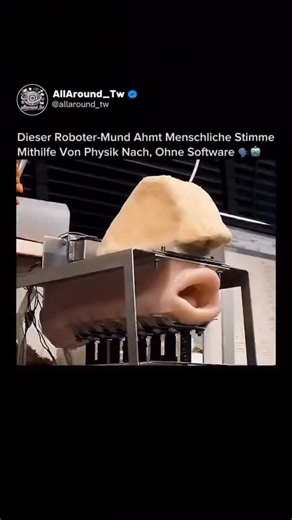 @allaround_tw on Instagram: "Dieses Gerät spielt keine aufgezeichneten Audiodateien ab. Es bildet physisch nach, wie Ihr Mund Luft in Sprache umwandelt, und deshalb fühlt es sich beunruhigend real an. 🗣️ 🤖 Japanische Forscher haben einen Roboter-Mund entwickelt, der Töne erzeugt, indem er Luft durch künstliche Stimmstrukturen drückt, ohne Lautsprecher oder Text-to-Speech-Software zu verwenden. Komprimierte Luft strömt durch einen mechanischen „Rachen“, während weiche Silikonlippen, Zunge und K