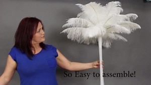 ZUCKER - Eiffel Tower Vase - Feather Centerpiece Decoration for Wedding, Parties and Events - Ostrich Feather and Vase Set - White Vase/Burgundy Ostrich Feathers