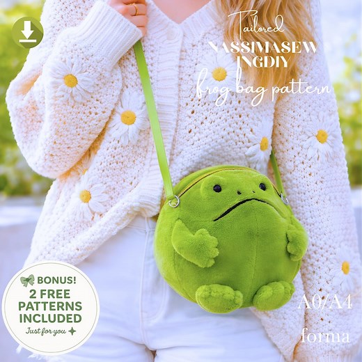 Frog Crossbody Bag Sewing Pattern PDF | Cute Plush Shoulder Bag | A0 A4 Printable | Step-by-step Instructions - Etsy