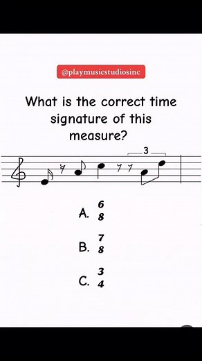 Select the correct time signature from the options below. Only one of them is correct. #classicalmusicians #anamariafusukommiditeaches #classical #classicalpiano #classicalmusic #musicmajor #pianostudents #musictheory # | PLAY MUSIC Studios, INC.