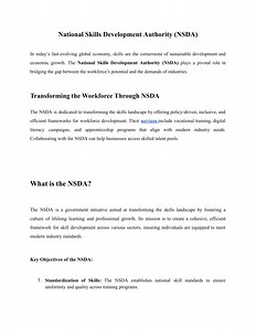 National Skills Development Authority (NSDA) - SlideServe