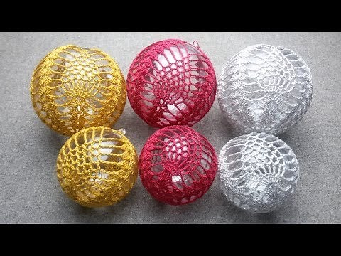Pineapple bauble with plastic/acrylic filling, 10cm - Crochet