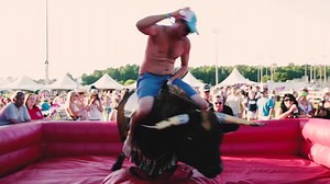 Show off your champion bull-riding skills at Rock the South with a REAL mechanical bull. *No garbage cans were hurt in the making of this video...only Scott. #RockTheSouth #RealMechanicalBulls #BullRiding | Rock the South