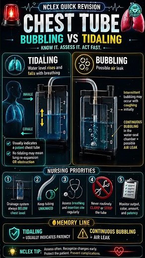 Chest Tube Tidaling vs Bubbling | NCLEX Quick Revision - Nootropic Nurse