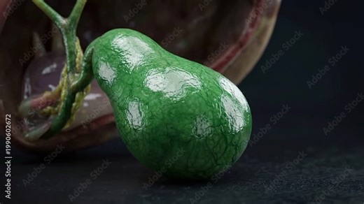 Medical 3d gallbladder organ anatomy model green bile duct digestive system visualization, detailed anatomical render showcasing bile flow pathway and organ structure for education