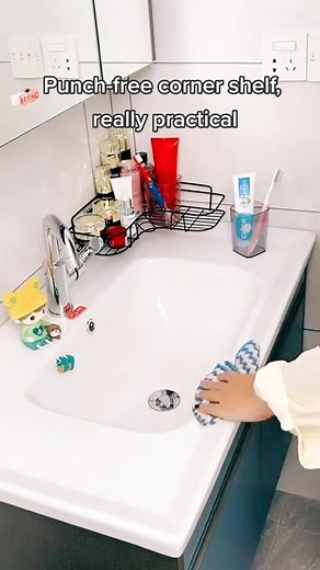 Punch-free corner shelf, really practical#storage#practical #homeproducts #tiktokmademebuyit #rack