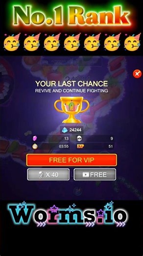 Worms.io no.1 Rank🥳 best game play short video #gaming #Wormsio