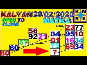 KALYAN MATKA *20/02/2020* KALYAN SATTA MATKA OPEN TO CLOSE PASS TRICKS TO DAY AND FINAL ANK TIPS