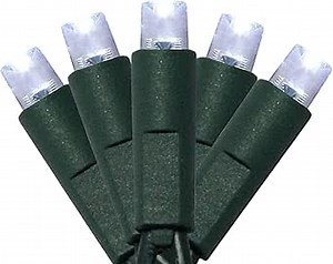 UL Listed 50 Count 5MM Wide Angle White Led Christmas Lights,Outdoor Mini Led String Light Set for Garden Patio Christmas Trees Lighting Decorations,17 Feet Green Wire,Cold White