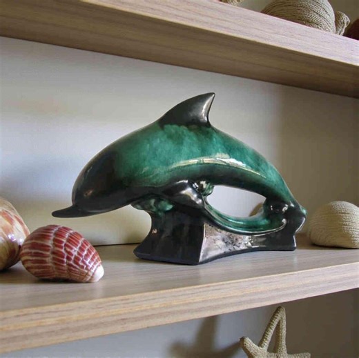 Blue Mountain Ceramic Dolphin. 12" X 7". Drip Glazed - Etsy