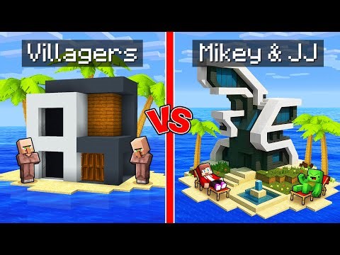Villagers POOR vs JJ and Mikey RICH Modern Island House Battle in Minecraft (Maizen)