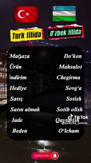 Turk Tilini O'rganish: Qisqa So'zlar Lug'ati