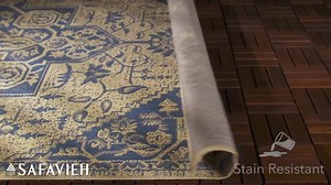 SAFAVIEH Beach House Blue/Cream 8 ft. x 10 ft. Geometric Indoor/Outdoor Patio Area Rug BHS138M-8