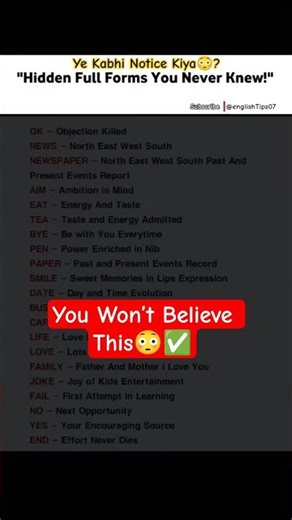 “🤯 Hidden Full Forms You Always Ignored! Secret You Never Noticed”