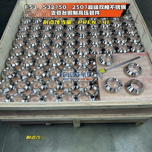F53，S32750，2507超级双相不锈钢，耐点蚀当量PREN≥41，支管台锻制高压管件