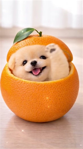 Orange Puppy Dance 🍊🐶 | Cute Puppy in Fruit #shorts