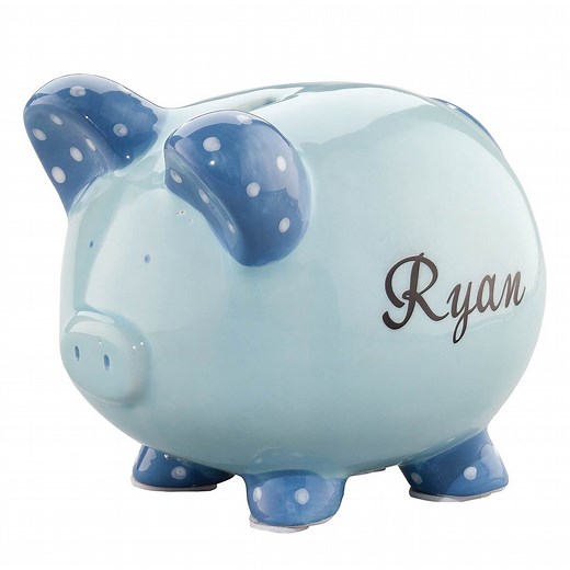 Personalized Child’s Piggy Bank with Name – Pink or Blue