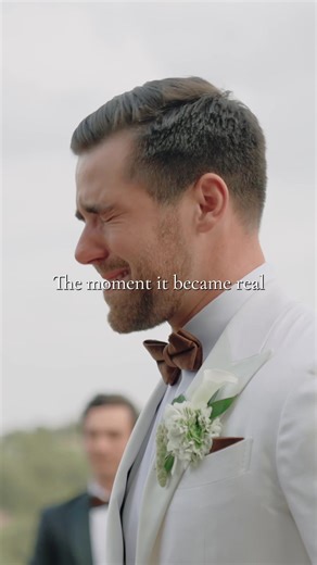 This moment was the part of the day where it stopped feeling like a *wedding* and started feeling like forever. #wedding #weddingday #groomreaction #bride @Caly