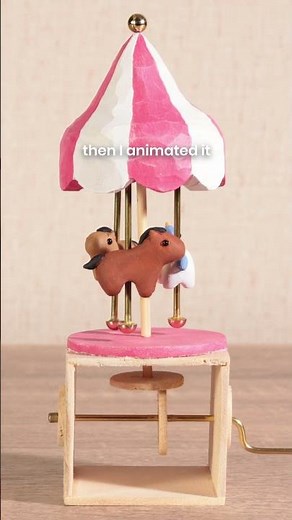 Whimsical carousel automata toy animation #handmadecraft #diycrafts #stopmotion