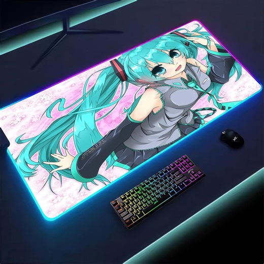RGB Anime Mouse Pad, Kawaii Miku Inspired Desk Mat, XXL LED Vocaloid Desk Mat, Cute Cyberpunk Desk Pad - Etsy