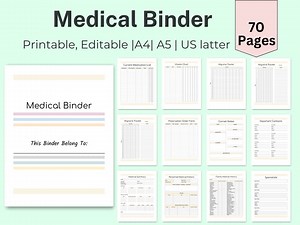 Medical Planner Binder Printable, Medical Binder, Medical Log, Medical History Tracker, Medical Records, Medical Journal PDF, Health Binder - Etsy