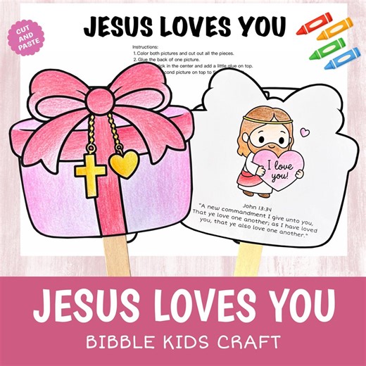 JESUS LOVES YOU Printable Craft Bible Activity Christian Kids Printable Sunday School Fun Faith - Etsy Canada