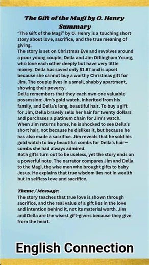The Gift of the Magi Summary & Thrme | Short story by O. Henry | Love & Sacrifice #shortsfeed