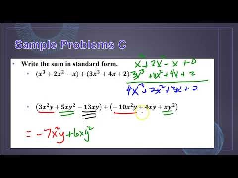 Lessons 5-4 and 5-5 Add and Subtract Polynomials