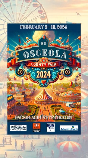 The Osceola County Fair (KVLS), the largest annual event in Osceola, is set to make a grand return for its 80th edition from February 9 to 18, 2024, at Osceola Heritage Park in Kissimmee. The event once again promises to be a spectacular celebration for people of all ages. #OsceolaNews #OsceolaEvents #OsceolaFair #OsceolaHeritagePark | Positively Osceola | Facebook