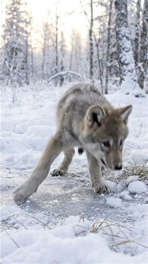 First Steps on Ice — A Wolf Cub Learns the Wild
