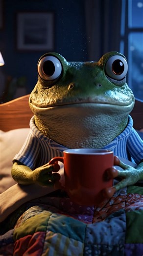 Who else can’t sleep tonight? #FunnyFrog #FrogLife #GoodNight #CuteFrog #FrogFablesHub | Frog Fables
