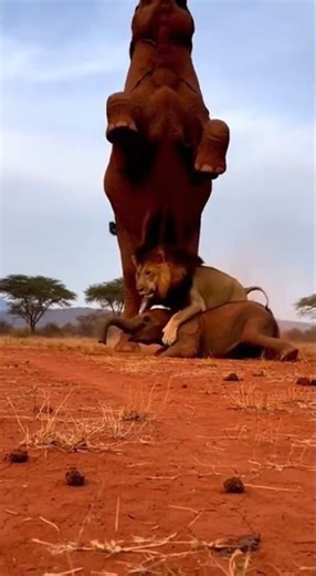 Dramatic Rescue: Elephant Stomps Lion from Calf
