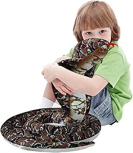 ELAINREN Ultra-Soft Brown Cobra Stuffed Pillow Lifelike Big Snake Plush Toy Cuddle Realistic Python Plushie Doll Gifts/118Inch