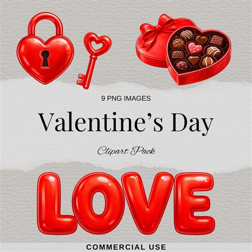 Valentine’s Day Clipart PNG | Valentine Graphics Pack | Love & Hearts Clip Art | Commercial Use | Instant Download - Etsy