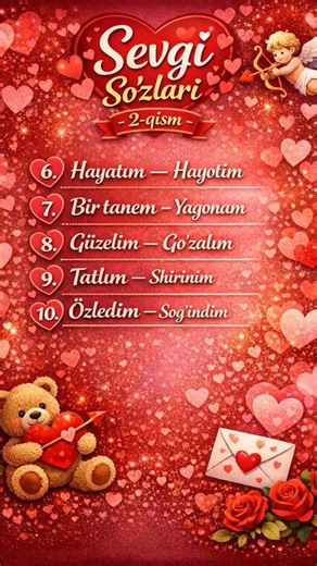 turkcha sevgi so'zlar #turktili #lugat