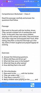 Comprehension Worksheet – Class 3Read the passage carefully a... | Filo