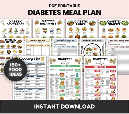 Diabetes Meal Plan Bundle Printable, Diabetic Food Chart, Diabetic Diet Sheet, Diabetic Meal Planner, Grocery List, Diabetic Food List - Etsy UK