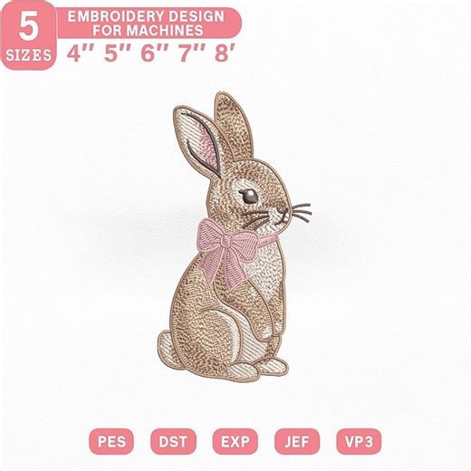 Bunny Floral Embroidery Design, Easter Rabbit Machine Pattern (digital Download) - Etsy
