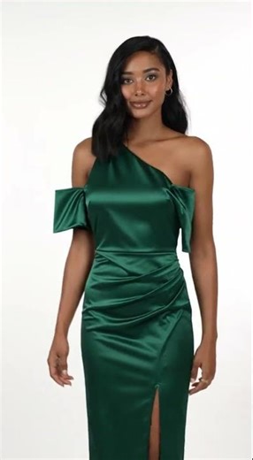 silkyan One-Shoulder Satin Cocktail Dress | Asymmetrical Bodycon Midi