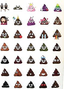 Poop Emoji Sticker Sheet Party Favor 24 Pack (576 Stickers), Poo Set. Potty Training, Journal, Favors, Office, Teachers, Scrapbooking