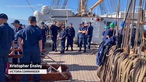 US Coast Guard Tall Ship Barque Eagle sails into Victoria
