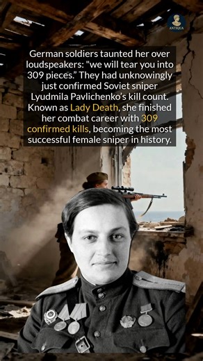 Known as Lady Death, Soviet sniper Lyudmila Pavlichenko had 309 confirmed kills in WWII. #history #worldhistory #WWII | Antiqua