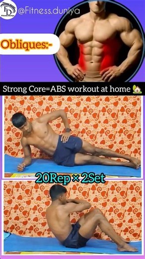 ABS (Upper, Lower, Oblique) Killer Workout at Home – No Equipment Needed 🏡💪#coreworkout .