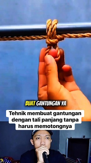 Simple technique to make a hanging hook from a long rope without cutting it #info #rels #reaction | Saiful Ma'ruf